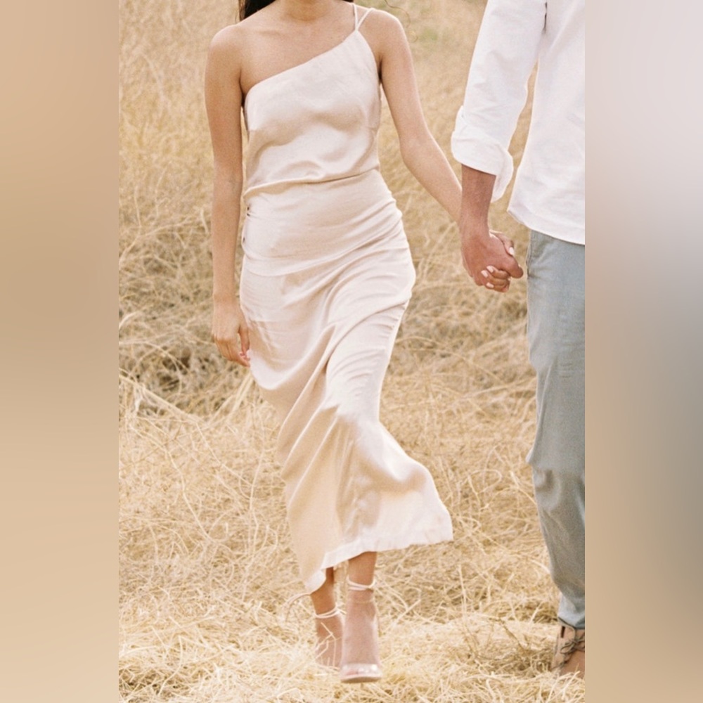 Cream Satin Formal Dress